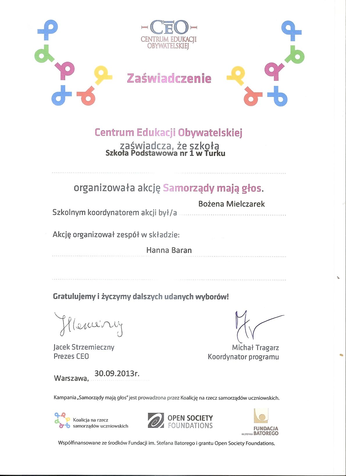 certyfikat Samorzady maja głos 2